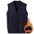 thumbnail image 2 of Bixock Casual Tops for Men,Fleece Vests for Mens,Tops for Men Knit Thermal V Neck Cardigan Vest Outerwear Casual Sleeveless Button Front Warm Tops, 2 of 4