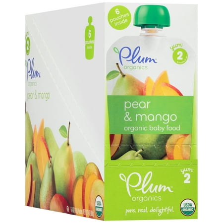 Plum Organics Stage 2 Pear & Mango Organic Baby Food 6-4 oz. Pouches