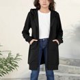 thumbnail image 2 of Girls Long Zip Up Hoodie Jacket, Teen Casual Loose Long Sleeve Hooded Sweatshirt Coat with Front Pockets, Kids Solid Lightweight Outerwear for Daily Outdoor School Wear(Black,11-12 Years), 2 of 5