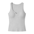 thumbnail image 6 of DailyTrove Women U Neck Ribbed Slim Fit Solid Color Basic Sleeveless Tank Top, 6 of 6