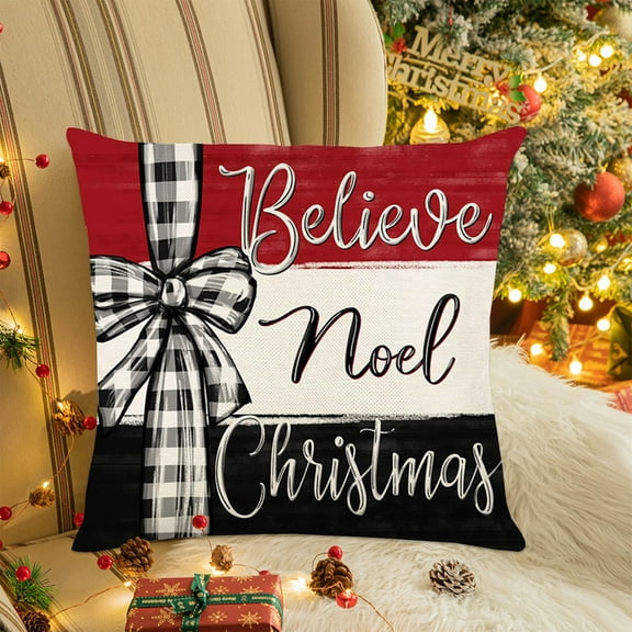 Floleo Christmas Pillow Covers 18×18 Inch, Farmhouse Christmas Pillow Covers Christmas Pillow Cases, for Sofa Couch Christmas Decorations Throw Pillow Covers