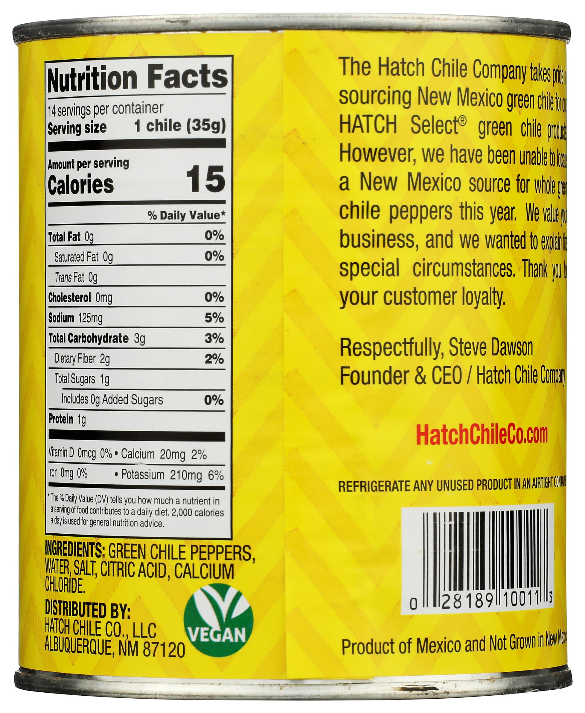 (6 pack) HATCH Select Whole Green Chiles, 27oz, Mild, Kosher, Non-GMO Certified, Gluten Free