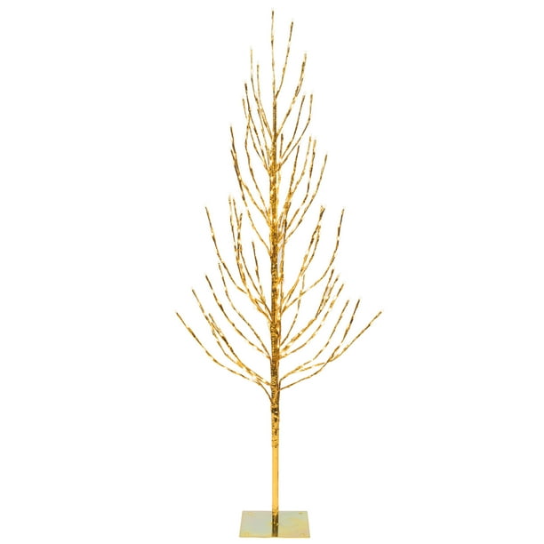 Vickerman Artificial Christmas Tree 4' Gold Tree LED 280 Warm White Lights Flat Base