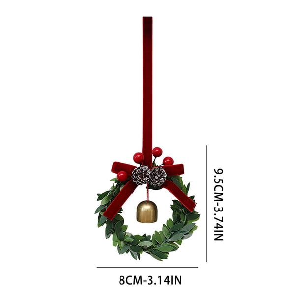Décorations de Noël 12 cm Couronne de Noël Fleur Cercle en rotin Pendentif Arbre de Noël Mini Petite Couronne RPu876 (C, Taille unique
