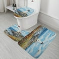 thumbnail image 5 of Lighthouse Sunrise Coast Scenery Pale Blue Tan Bathroom Mats Set 3-piece Bath Mats , Floor Rug Decorations for Kitchen Bathroom Bedroom, 5 of 7