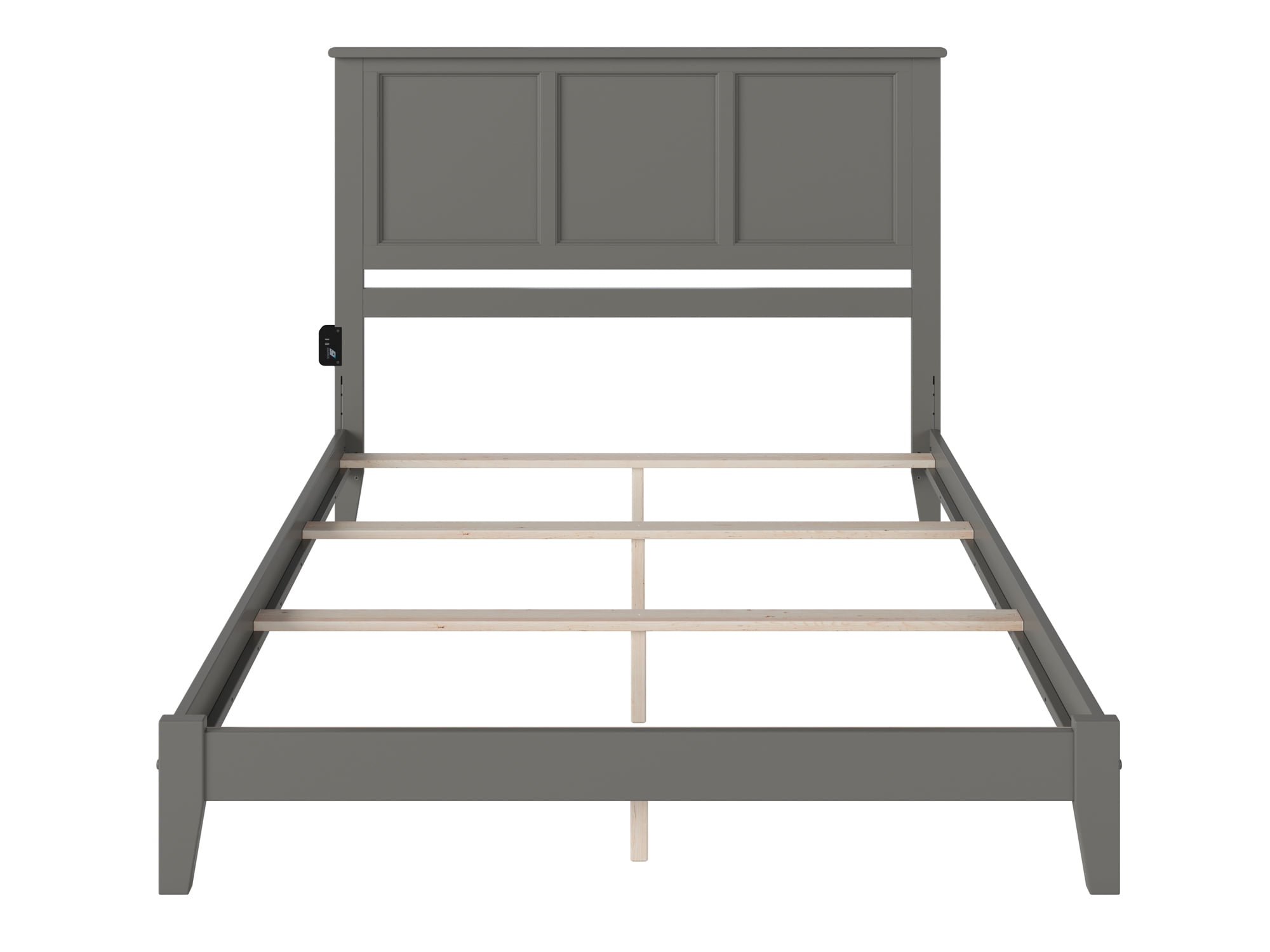 AFI Madison King Solid Wood Foundation Bed with Panel Headboard, Grey
