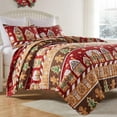 thumbnail image 5 of Greenland Home Fashions Gingerbread Lane Christmas Holiday Reversible Quilt Set, Red, 3-Piece Full/Queen, 5 of 6