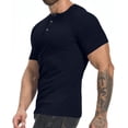 thumbnail image 6 of HAOMEILI Men's Muscle T Shirts Stretch Short Sleeve Workout Tee Casual Slim Fit Henley Shirt, 6 of 7
