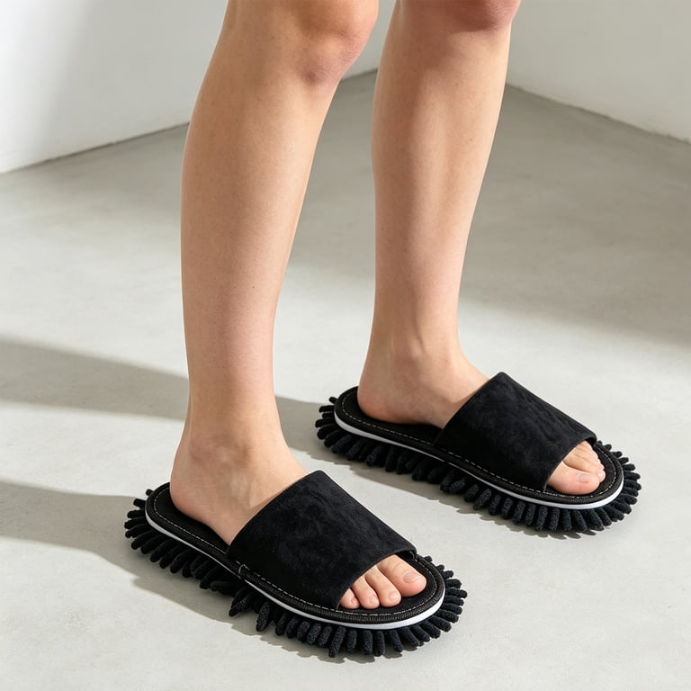 Women's Non Slip Slippers, Lazy Floor Cleaning Mop Design with Soft ...