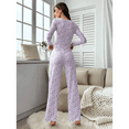 thumbnail image 2 of ScarletteEmmy Women’s Floral Pajama Set, Long Sleeve Button Front Lounge Sleepwear, Soft Ribbed Knit 2-Piece PJs, Lightweight Comfortable Homewear, Elegant Printed Loungewear Gift for Her, 2 of 7
