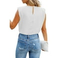 thumbnail image 3 of Liacowi Women Crew Neck Padded Shoulder Tank Tops Sleeveless Summer Tee Shirts Loose Casual Tops Blouse, 3 of 4