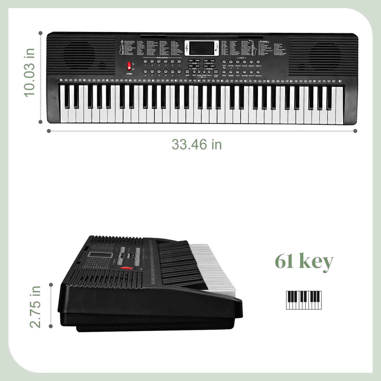 Hassch 61 Key Keyboard Piano for Beginners, Complete Keyboard Kit with Stand, Bench, Headphone, Microphone, Music Rest, LED Screen, Built In Speakers and 3 Teaching Modes, Black