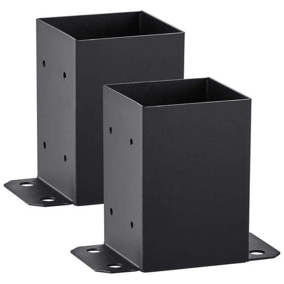 4x4 Post Anchor Brackets for Deck & Railing - 3.6"x3.6" Inner Size, Matte Black Powder-Coated Heavy Duty Base Plate, 2 Pc