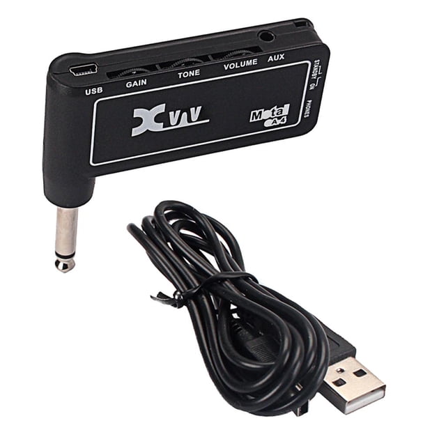 de amplificador de auriculares con conector de pedal de de guitarra recargable con conector de 6,35 mm Dueable kusrkot Amplificador de auriculares con enchufe de guitarra