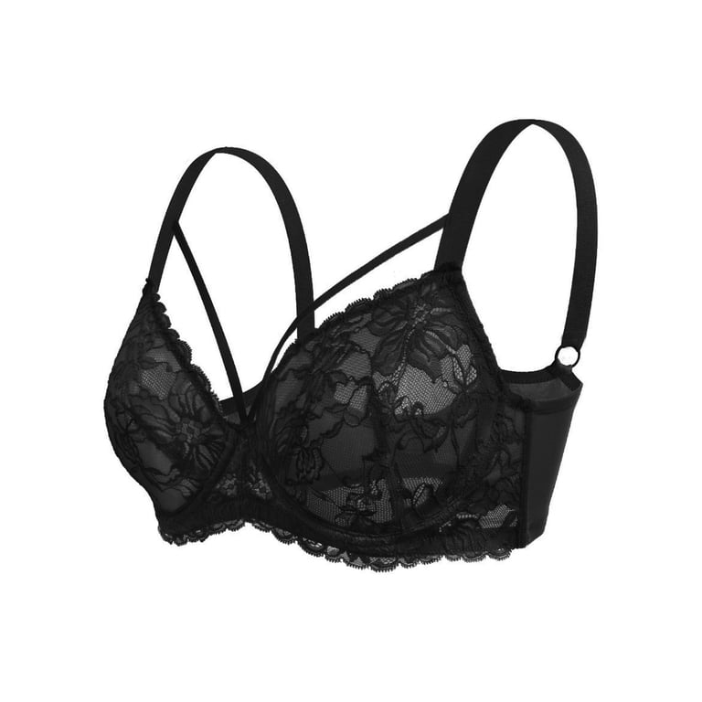 Produktbild von HSIA Minimizer Bra For Women - Plus Size Lace Full Coverage Womans Bra Unlined Underwire Bra For Heavy Breast Black