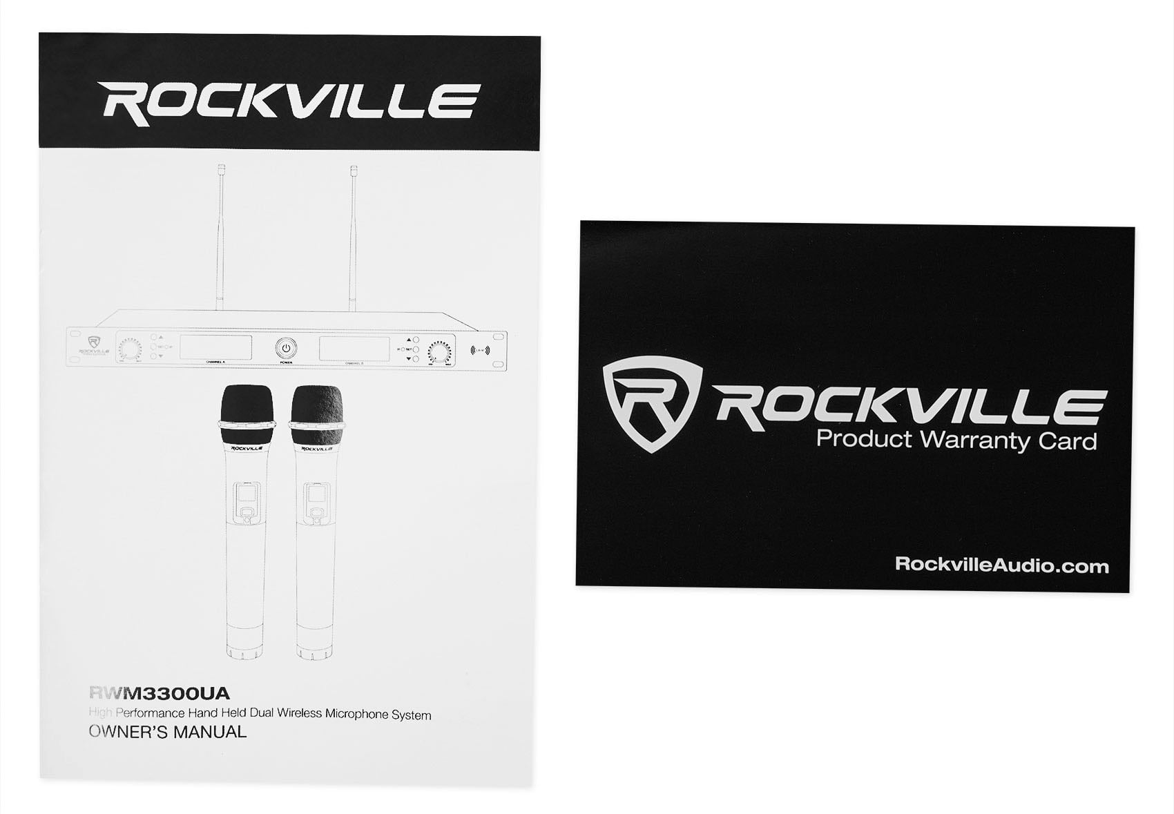 Rockville RWM3300UA 200 Channel UHF Wireless Dual HandHeld Microphone Mic System