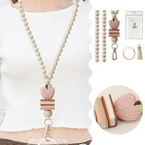 Teacher Lanyard With Id Holder Fashion Wood Beaded Lanyard For Keys Super Cute Boho Breakaway Lanyard For Women Excluding Paper Cards Office&Craft&Stationery Easy To Use