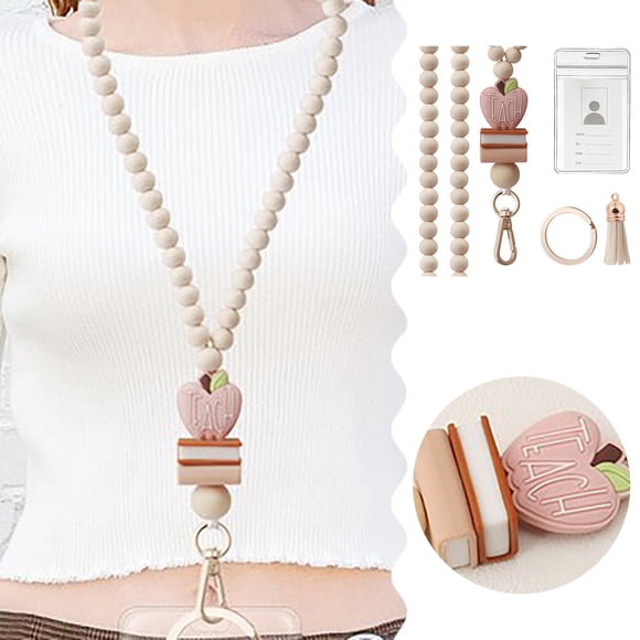 &Craft&Stationery Exclusive Boho Beaded Lanyard for Keys with ID Holder and Wood - Fashion Breakaway Lanyard for Women Suitable for and Home Use