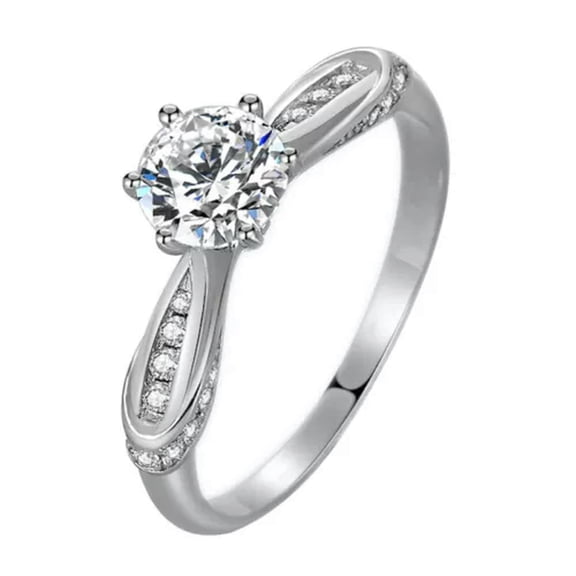 1ct Unique 6*6mm Cubic Zirconia Band 925 Silver Women's Engagement Ring Size 4-9
