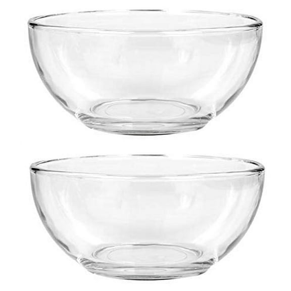 Clear Glass Bowls, 6 in. for Kitchen Prep, Dessert, Dips, Soups, Salads, Cereal, and Candy Dishes or Nut Bowls (2)