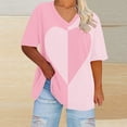 thumbnail image 2 of Plebaso Plus Size Womens V Neck Oversized Tshirts Print Short Sleeve Tees Tops Casual Loose Summer Blouses, 2 of 4