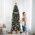 thumbnail image 4 of Artificial Pencil Christmas Tree, Pre-Lit, Easy Assembly, Slim Tall Tree for Home, Office, Party, and Mall Decor – Realistic Branch Tips & Sturdy Metal Stand, 4 of 9