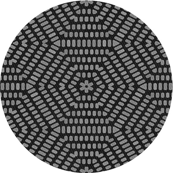 Ahgly Company Indoor Round Patterned Battleship Gray Area Rugs, 5' Round