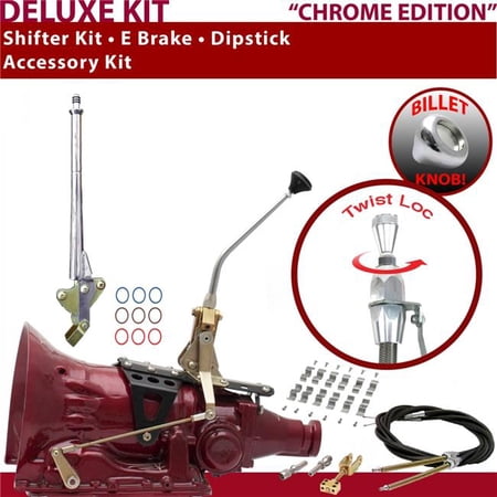 American Shifter 4L60 Shifter Kit Chrome 10 in. E Brake Cable Clamp Dipstick for EF10C