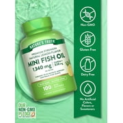 Mini Fish Oil Omega 3 | 1340 mg | 100 Softgels | Burpless Lemon Flavor Pills | Non-GMO. Gluten Free Supplement | by Natures Truth