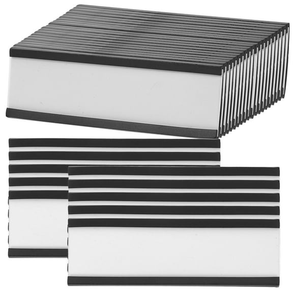 FELTECHELECTR 30Pcs Rubber Soft Magnet Label Holder Clip for Warehouse Shelving 7.60X2.50X0.30Cm