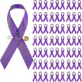 thumbnail image 1 of Purple Awareness Ribbon Pins Purple Ribbon Lapel Pins Purple Satin Fabric Ribbons With Safety Pins For Women Girls 100pcs, 1 of 3