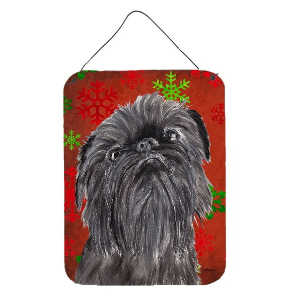 Carolines Treasures SC9587DS1216 Brussels Griffon Red Snowflakes Holiday Wall or Door Hanging Prints 12WX16H multicolor