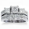 Pompeii 3 1/2ct Princess Cut Diamond Engagement Ring Wedding Set 14K White Gold (G/H,I1)