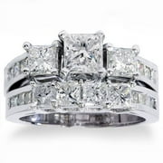 Pompeii 3 1/2ct Princess Cut Diamond Engagement Ring Wedding Set 14K White Gold (G/H,I1)