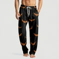 thumbnail image 2 of Evdexr Men's Halloween Pajamas Lightweight Oversized Pj Pants Long Halloween Graphic Ghost pajamas Drawstring Pumpkin Printed Sleepwear Black 2XL, 2 of 8