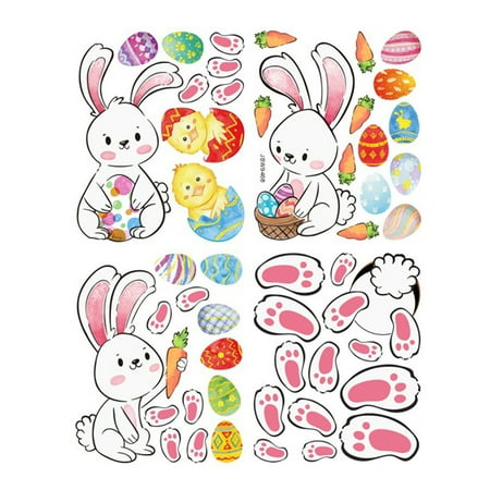 

Stickers Sticker Fridge Easter Footprints Adhesive Window Bunny Decor Self Fridge Magnets