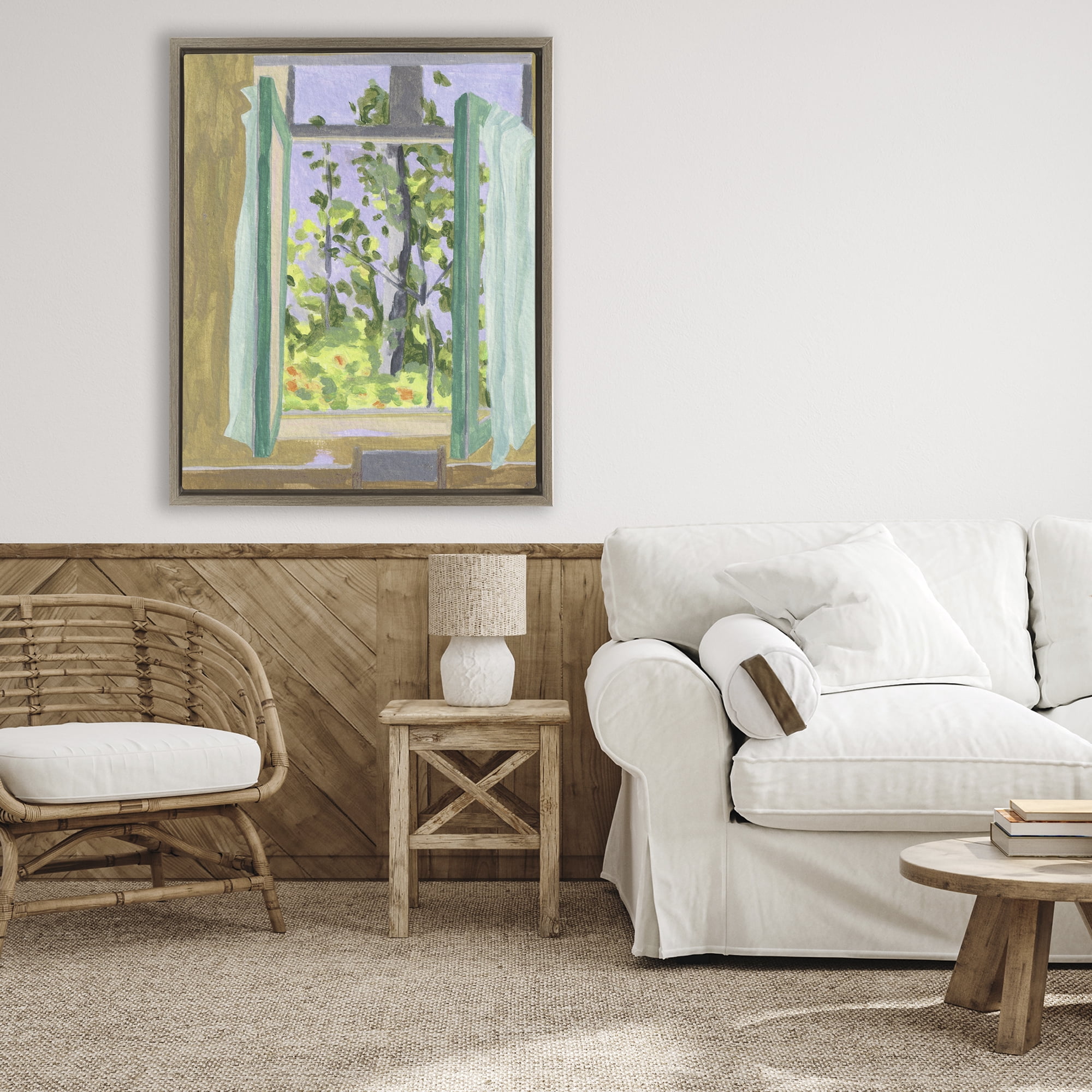 A Seat For Spring Brown Framed Floater Canvas Wall Art, design by Melissa Wang