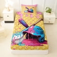thumbnail image 3 of Castle Fairy Sport Baseball Twin Sheets 3pcs, Ice Cream Drip Bedding, Pink Blue,1 Fitted Sheet, 1 Flat Sheet and 1 Pillowcase, 3 of 6