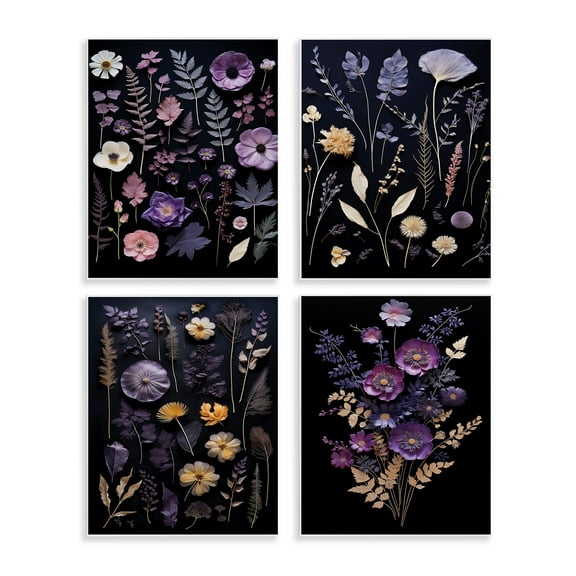 Stupell Industries Dimensional Cottage Flower Sprigs Floral Painting Unframed Art Print Wall Art, 11 x 14, Set of 4