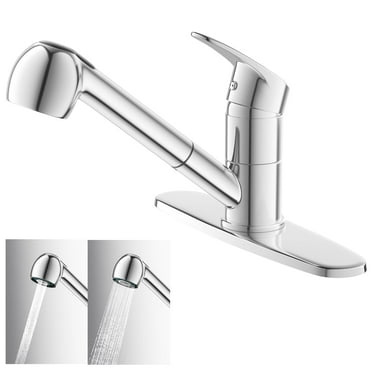 SUGIFT Swivel Single Handle Kitchen Faucet with Pull Out Sprayer, Bar Bathroom Sink Faucet, Stainless Steel Chrome