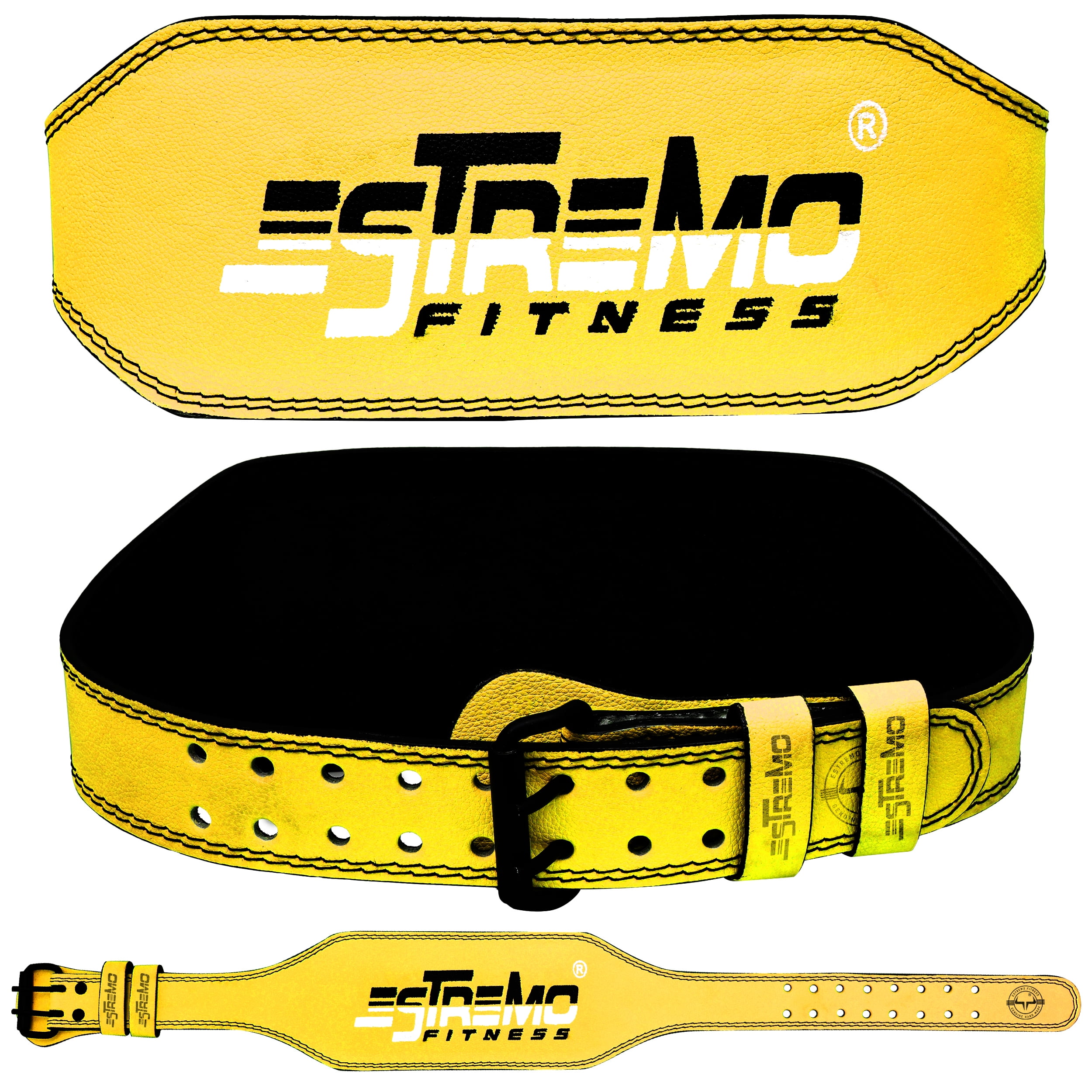 Estremo Fitness Weightlifting Belt Leather 6",Gym & Lifting, Lower Back Support ,Fitness Workout