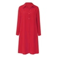 thumbnail image 4 of Vestido camisero largo con solapa y botones para mujer - Informal, color liso, primavera-verano, largo midi, 4 of 5