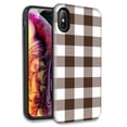 thumbnail image 1 of Mundaze Brown White Plaid Double Layer Hybrid Case Cover For Apple iPhone XR, 1 of 1