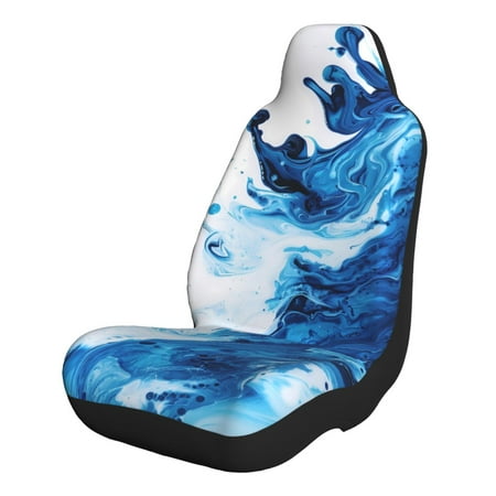 Sikiie Blue White Fluid Art Car Seat Covers 2PCs Front Car Seat Covers Universal fit for Most Cars SUVs and Trucks-1