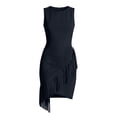thumbnail image 7 of ClodeEU Women's Crew Neck Sleeveless Ruched Mini Dress with Fringe Hem, Bodycon Party Dress Navy,Women's Plus S, 7 of 7