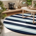 thumbnail image 3 of Small Round Rug 3Ft, Aqua Navy Blue Striped Non-Slip Washable Circle Rugs Carpet, Modern Abstract Lines Geometric Indoor Outdoor Rug Floor Mats Throw Runner for Bedroom Living Room Bathroom, 3 of 8