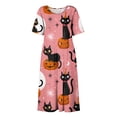 thumbnail image 4 of Women's Halloween Print Casual Dress, Round Neck with Pockets, Comfortable Relaxed Fit for Everyday Outings, Halloween Themed Cosplay Dress Pink B M, 4 of 6