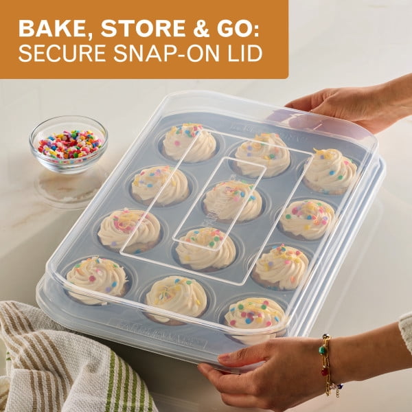 Farberware Bakeware 12-Cup Nonstick Muffin Pan, Gray