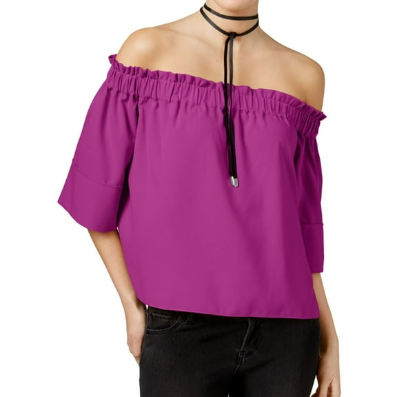 Rachel Roy Womens Shirred Pullover Blouse, Purple, Medium