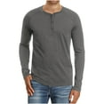 thumbnail image 2 of Fesfesfes Long Sleeve Shirt Men Long-Sleeve Beefy Muscle Basic Solid Pure Color Blouse Tee Shirt Top, 2 of 4